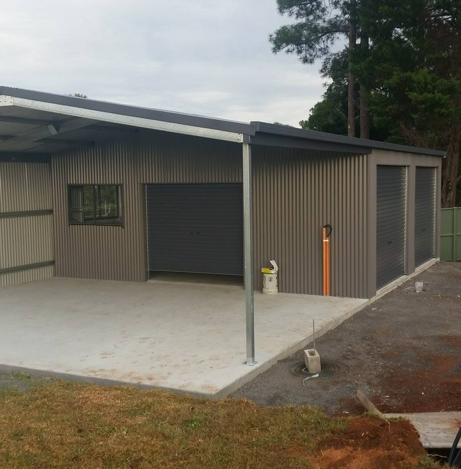Charcoal shed with carport built by North Coast Sheds & Garages